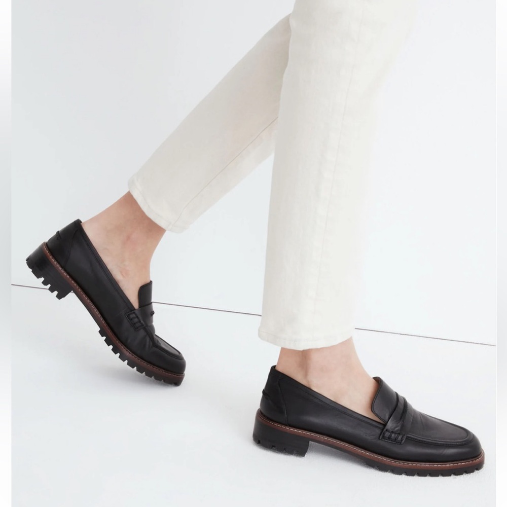 Madewell Black Leather Loafers with Brown Sole size 7 in EUC - Picture 4 of 13